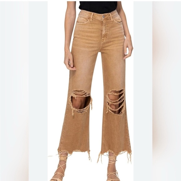 NWT Vervet Leslie 90’s Vintage Flare Distressed Jeans Women’s Size 31 Green - Picture 3 of 11